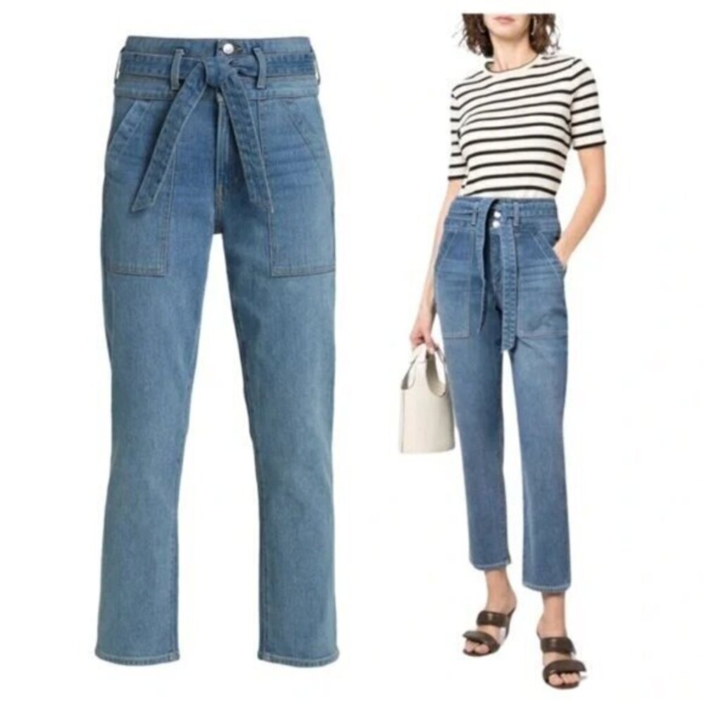 Veronica Beard Jeans Logan Slim Straight Extra High Rise Wash Clearwater Size 27